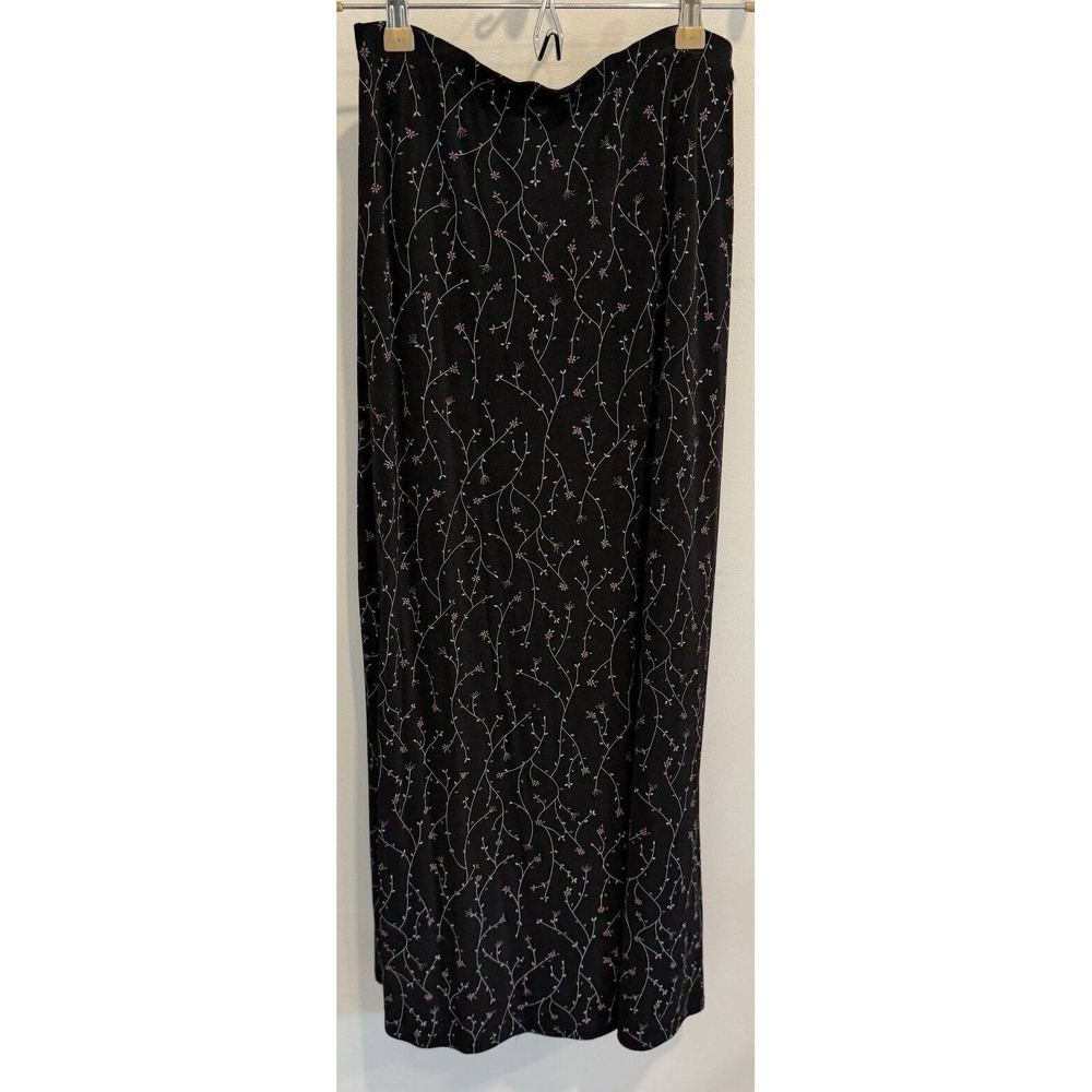 Dress Barn Vintage Y2K Slinky Dark Floral Maxi Skirt Size Small Whimsigoth